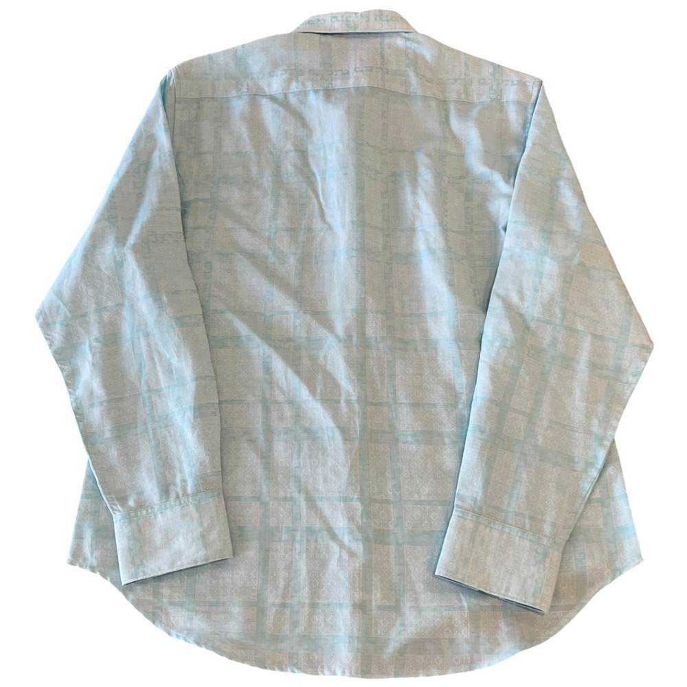 Robert Graham Shirt Mens XL Blue Linen Blend Classic Fit Flip Cuff - Picture 3 of 13